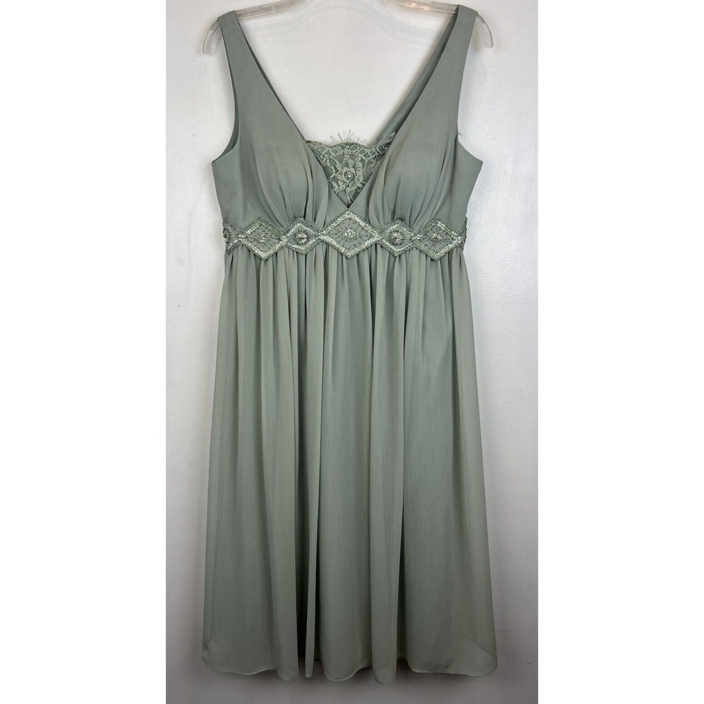 Babydoll Dress Womens 10 Sage Green Feminine Romantic Party Event Cocktail